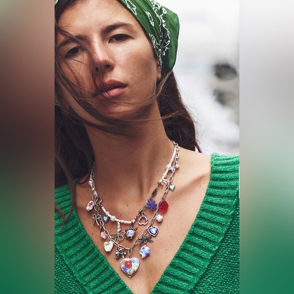 Free People Maxamillion Floral Heart Charm Necklace - Coquette Candy - Picture 3 of 5